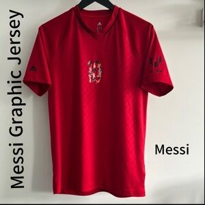 Red Messi Graphic Jersey Top